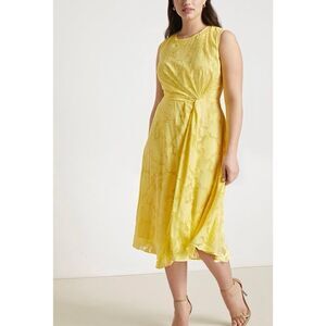 Jason Wu / Eloquii yellow twist front fit and flare dress 16